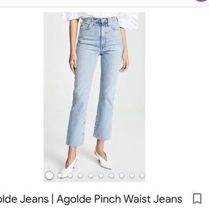 Agolde pinch waist denim jeans - light distressed wash
